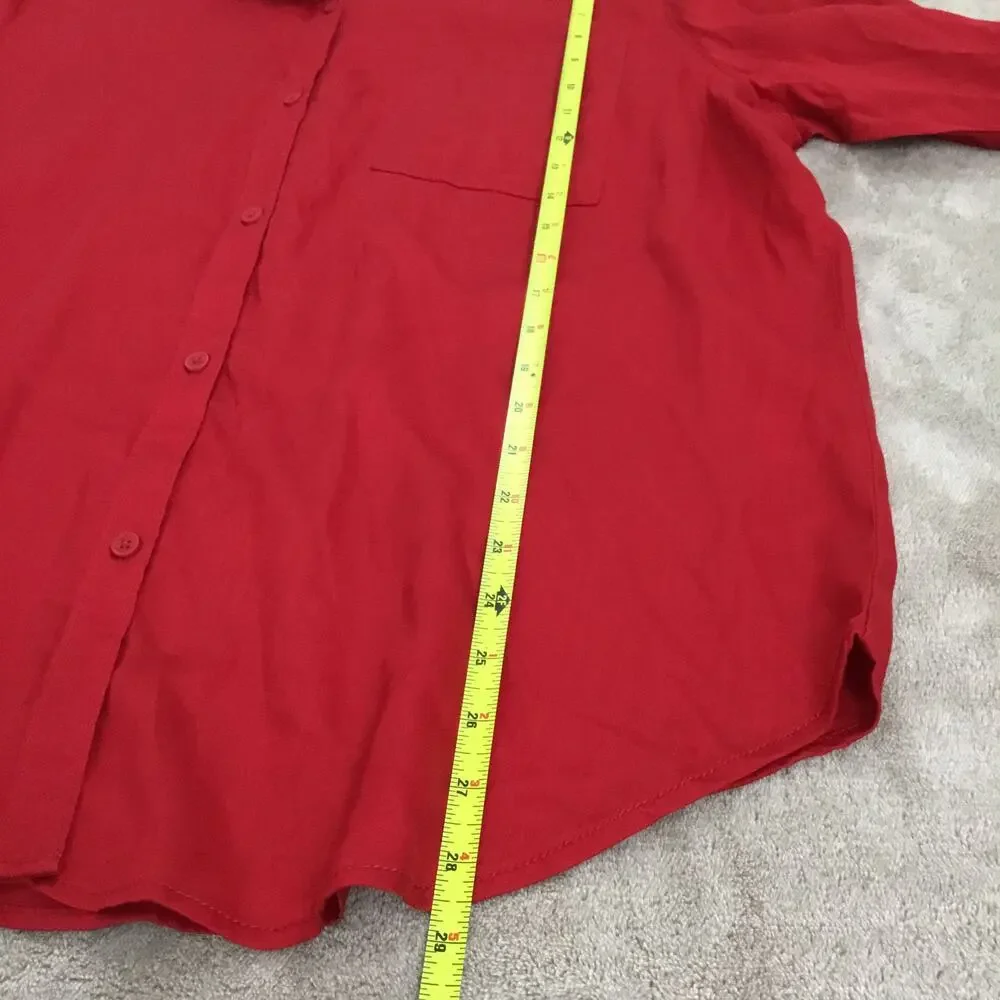 LIZ CLAIBORNE Women's Lyocell Blouse Long Sleeve Button Up Red Sz XXL - Picture 6 of 6